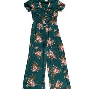 June & Hudson Green Floral Jumpsuit